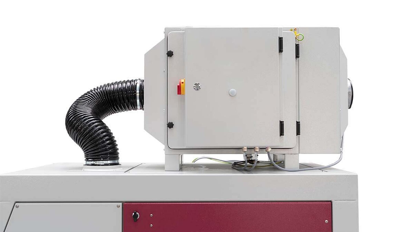 Emulsion mist separator removes vapors from the cutting oil